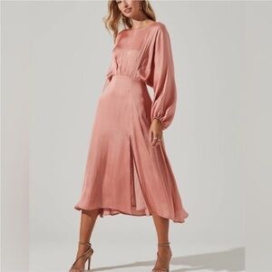 ASTR The Label Marin Dolman Sleeve Satin Midi Dress